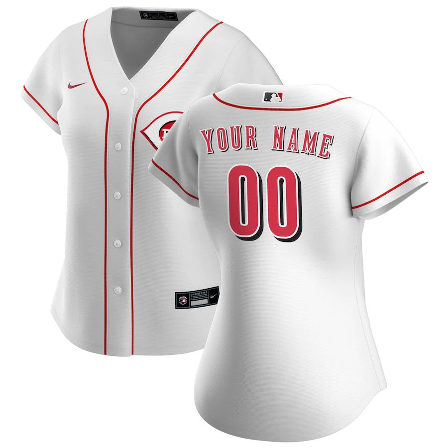 Womens Cincinnati Reds Nike White Home Replica Custom MLB Jerseys->nfl hats->Sports Caps
